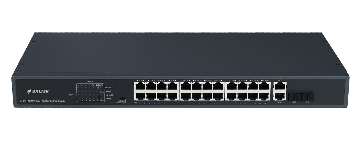 BALTER X PRO Managed Gigabit Switch mit 24 x 1000Mbps Netzwerk-Ports (RJ45) + 4x 1000Mbps Fiber(SFP) / 2G Combo Uplink-Ports,