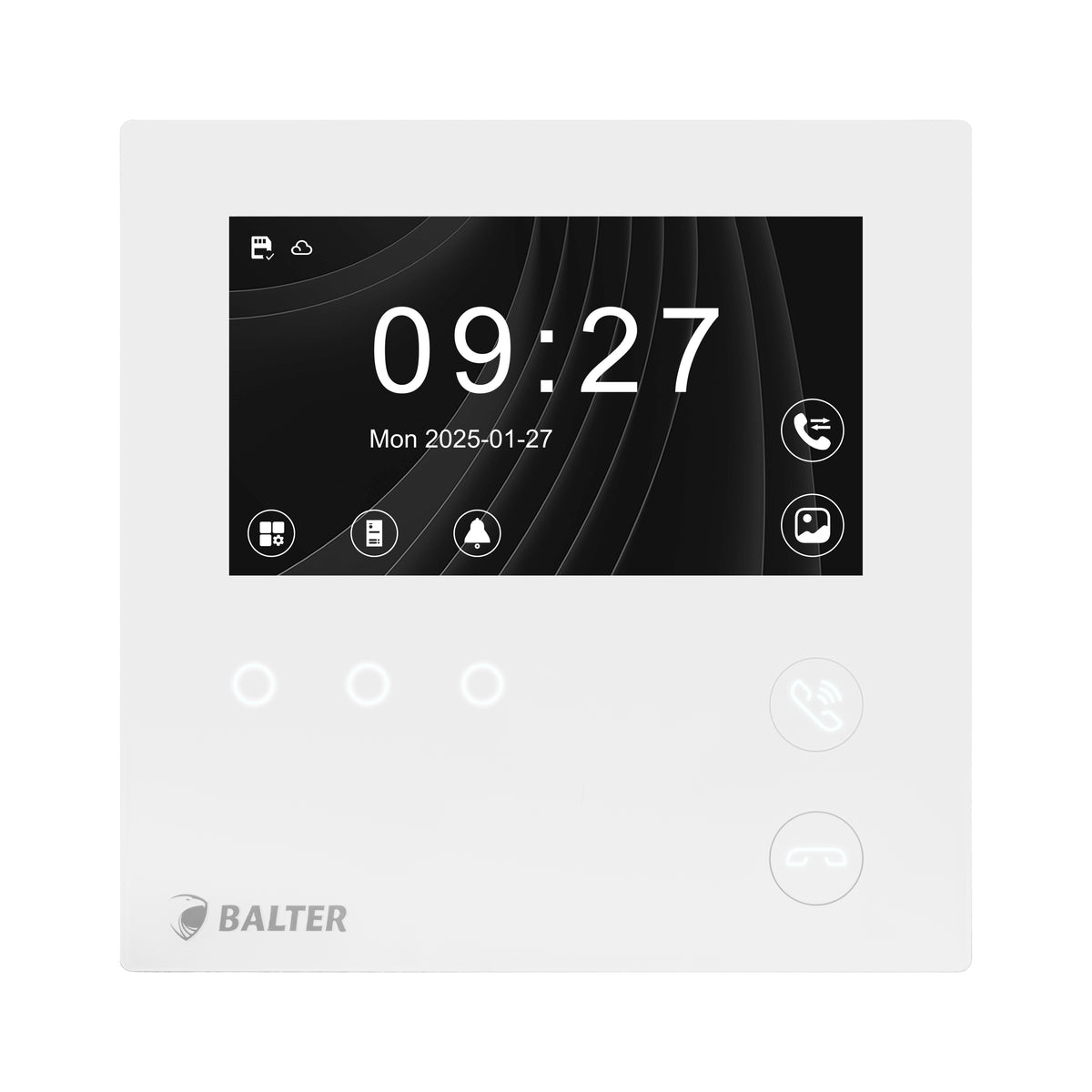 BALTER EVO HD MINI 4.3" Videostation, LCD-Farb-Bildschirm, microSD, Sensortasten, 2-Draht IP-BUS, Plaxiglas, Interkom, Weiß –