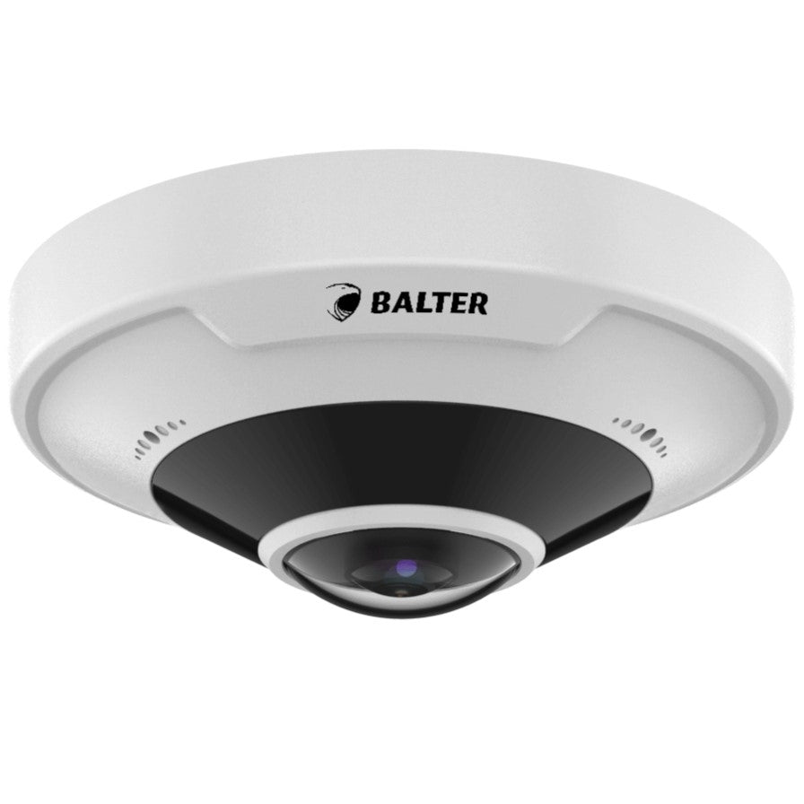 BALTER X ECO IP Fisheye Kamera mit 5.0MP, 360° Panorama Kamerawinkel, 2592x1944, Nachtsicht 10m, WDR 120dB, Ultra H.265, Mikr