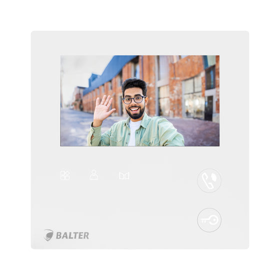 BALTER EVO MINI 4.3" video station, color LCD screen, microSD, sensor buttons, 2-wire BUS, plexiglass, intercom, white