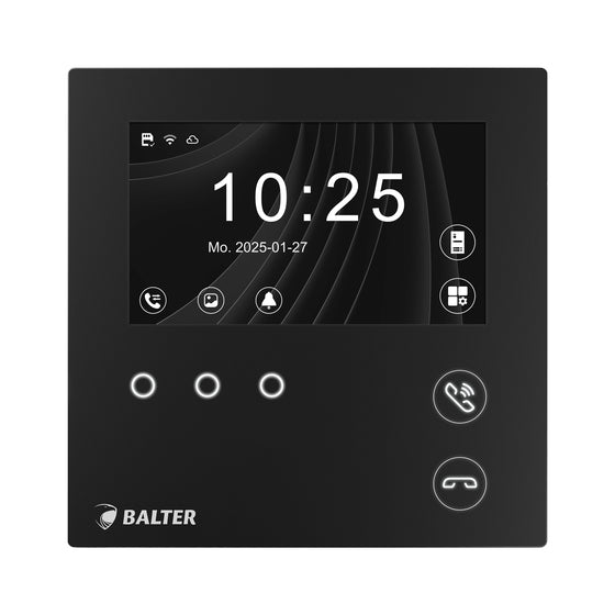 BALTER EVO HD MINI BLACK 4.3" WIFI Videostation, LCD-Farb-Bildschirm, microSD, Sensortasten, 2-Draht IP-BUS, Plaxiglas, Interkom, Schwarz