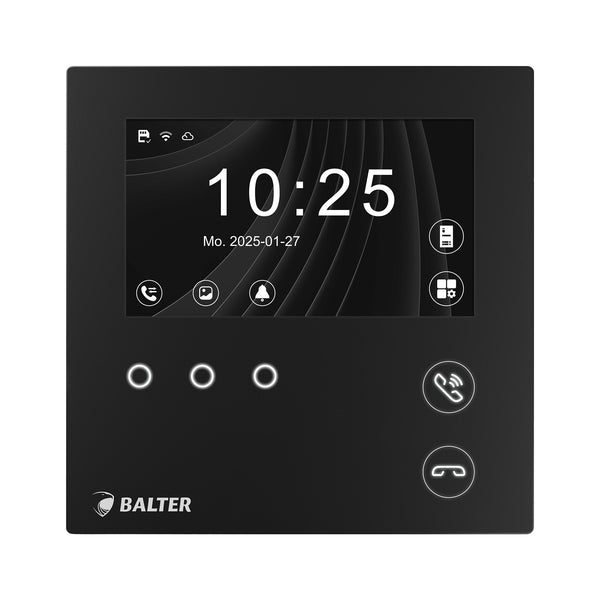 BALTER EVO HD MINI BLACK 4.3" WIFI Videostation, LCD-Farb-Bildschirm, microSD, Sensortasten, 2-Draht IP-BUS, Plaxiglas, Inter