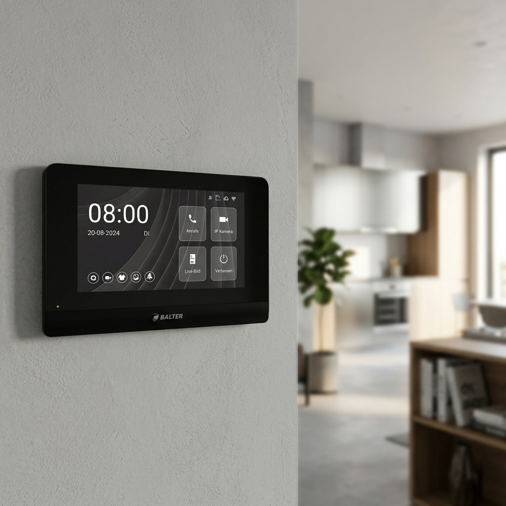 BALTER ENTRI-7-BLACK-WIFI 7" Monitor in Schwarz mit WLAN-Funktion, Touchscreen Display, 2-Draht BUS Technologie, APP-Anbindun